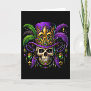 Tarjeta Disfraz de Mardi Gras Calavera de Azúcar Carnaval