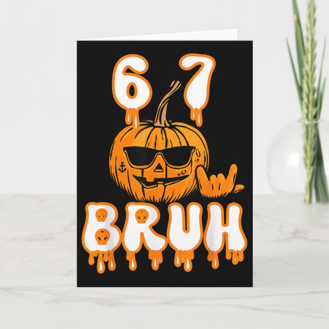 Tarjeta Disfraz de meme de Halloween 67 Brainrot para niño (Anverso)