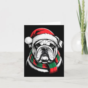 Tarjeta Disfraz de Navidad de Bulldog Inglés con Gorro de