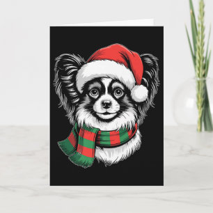Tarjeta Disfraz de Navidad para perro Papillon con sombrer