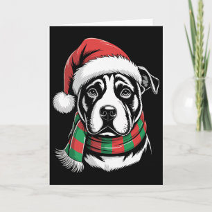 Tarjeta Disfraz de Navidad para perro Pitbull con sombrero