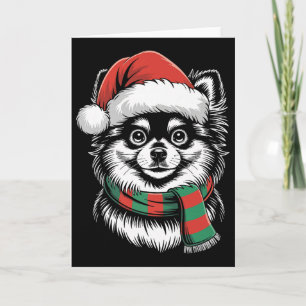 Tarjeta Disfraz de Navidad para perro pomerania sombrero b