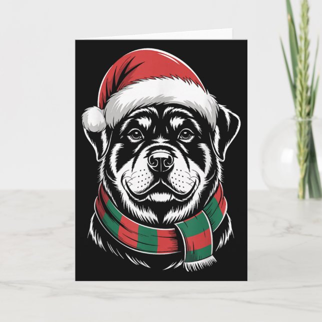 Tarjeta Disfraz de Navidad para perro Rottweiler con sombr (Anverso)