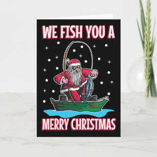 Tarjeta Disfraz de Navidad Pescador Pesca Divertido Genial