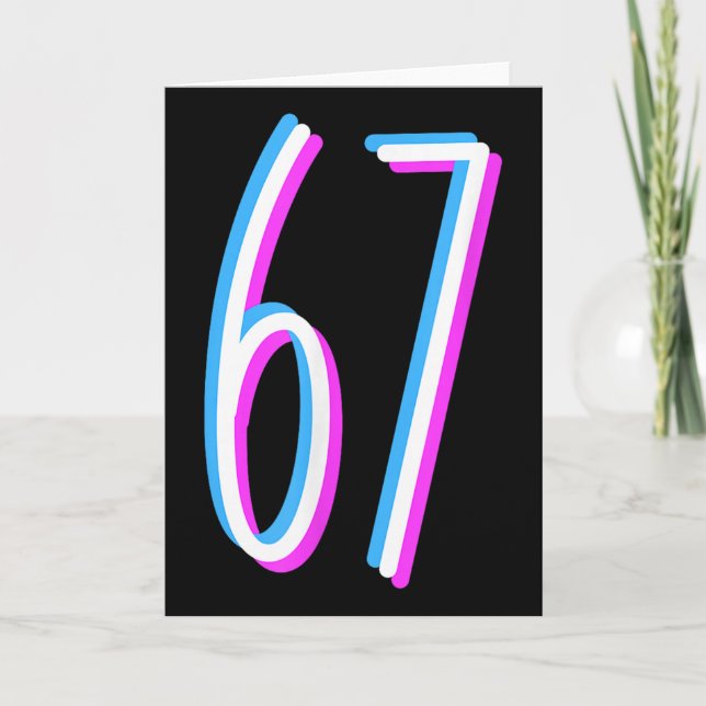 Tarjeta Disfraz de número 6 7 Seis Siete Meme 67  (Anverso)