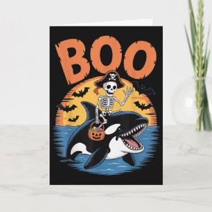 Tarjeta Disfraz de orca espeluznante en Halloween de Boo O