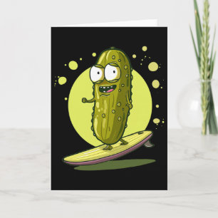 Tarjeta Disfraz De Pepino Surfista Bastante Cool Para Fans