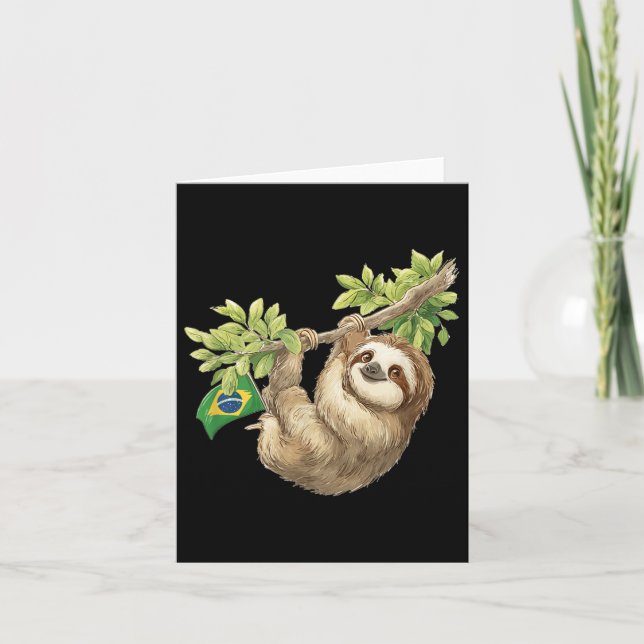 Tarjeta Disfraz de perezoso brasileño lindo para adultos y (Anverso)