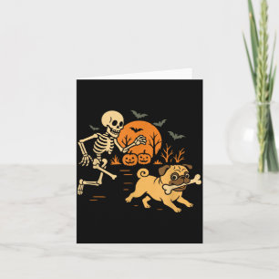 Tarjeta Disfraz de perro de Halloween de esqueleto diverti
