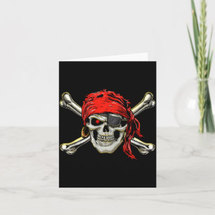 Tarjeta disfraz de pirata calavera y huesos cruzados jolly