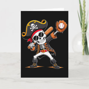 Tarjeta Disfraz de Pirata Esqueleto de Jugador de Béisbol 