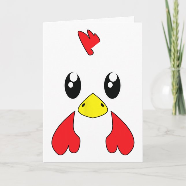Tarjeta Disfraz de pollo Halloween Cara de pollo Gallo Div (Anverso)