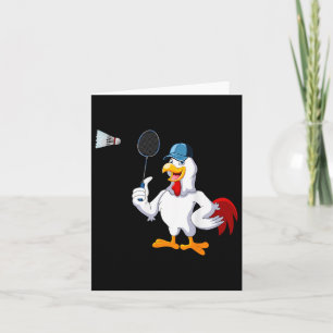 Tarjeta Disfraz de pollo jugando bádminton jugador de bádm