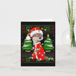 Tarjeta Disfraz de Santa con Luces de Navidad de Nutria Su