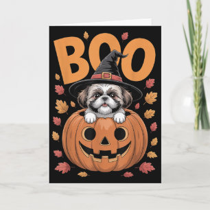 Tarjeta Disfraz de Shih Tzu en calabaza de Halloween Shih 