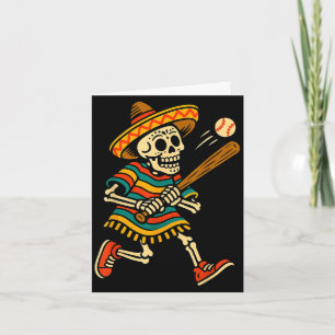 Tarjeta Disfraz de sombrero de béisbol de esqueleto cinco