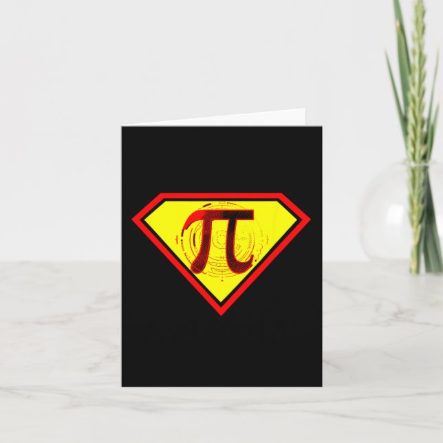 Tarjeta Disfraz de superhéroe divertida de Pi Day (Anverso)