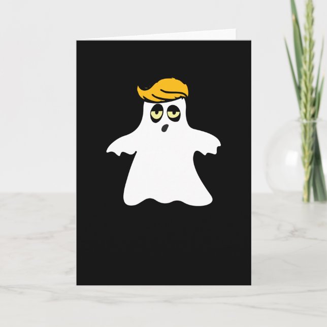 Tarjeta Disfraz de Trump Hair Ghost Halloween es gracioso (Anverso)