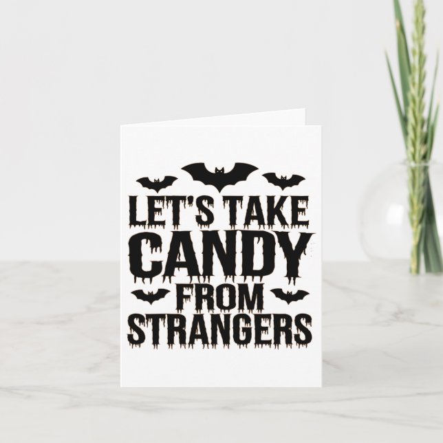 Tarjeta Disfraz divertida de Halloween nos lleva a Candy d (Anverso)