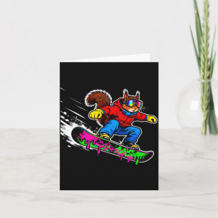 Tarjeta Disfraz Divertido de Ardilla para Snowboard Mascot