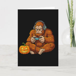 Tarjeta Disfraz divertido de Bigfoot para Halloween para j