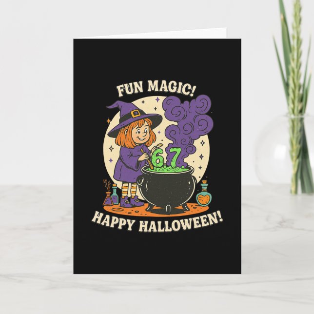 Tarjeta Disfraz divertido de bruja para Halloween 6 7 Lind (Anverso)