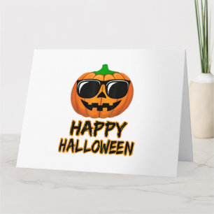 Tarjeta Disfráz Divertido de Calabaza para Halloween Feliz