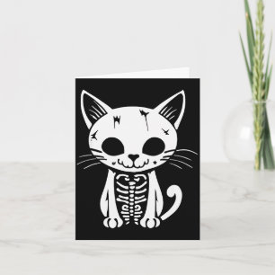 Tarjeta Disfraz divertido de gato esqueleto de Halloween K