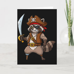 Tarjeta Disfraz Divertido de Mapache Pirata para Hombres M