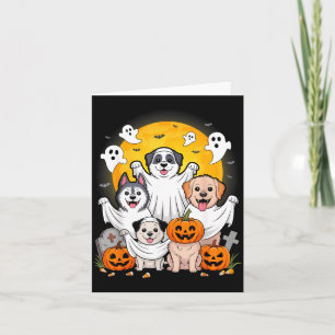 Tarjeta Disfraz divertido de perro fantasma de Halloween p