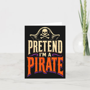 Tarjeta disfraz divertido de pirata de Halloween calavera