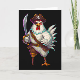Tarjeta Disfraz divertido de pollo pirata de Halloween par