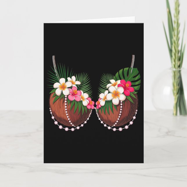 Tarjeta Disfraz divertido de sujetador de coco de verano p (Anverso)