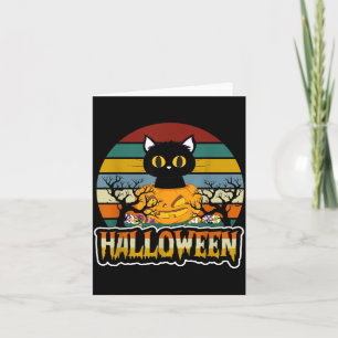 Tarjeta Disfraz divertido y aterrador de gato negro para H