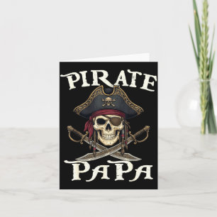 Tarjeta Disfraz familiar divertido de pirata papá calavera