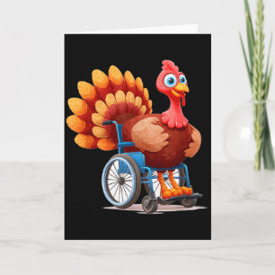 Tarjeta Disfraz Feliz de Pavo en Silla de Ruedas para el D
