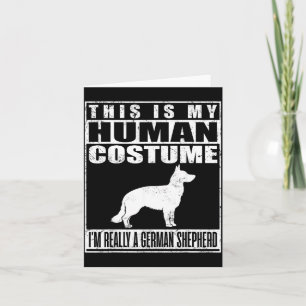 Tarjeta Disfraz Humano Un Perro Pastor Alemán Halloween