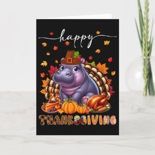 Tarjeta Disfruta Acción de Gracias Hipopótamo Disfraz Pavo
