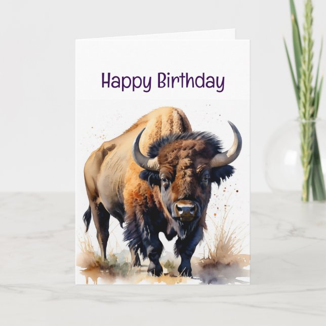 Tarjeta Disfruta de tu animal salvaje Bison Búfalo Birthda (Anverso)