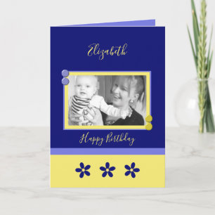 Tarjeta Disfruta de tu día de cumpleaños fotográfico azul 