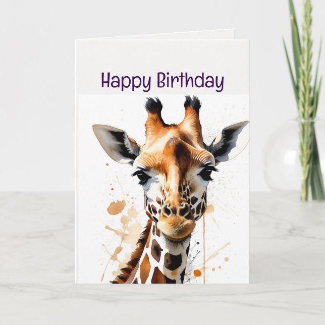 Tarjeta Disfruta de tu Nacimiento Giraffe Animal Salvaje (Anverso)
