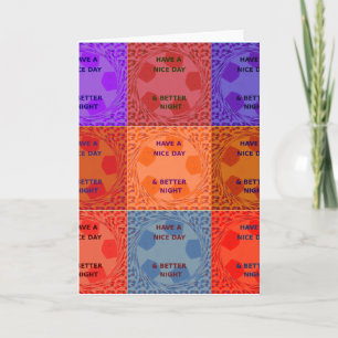 Tarjeta Disfruta de un buen día y mejor arte pop nocturno