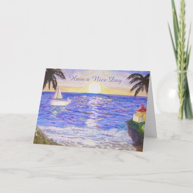 Tarjeta Disfruta de una bonita playa (Anverso)