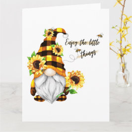 Tarjeta Disfruta del Gnome Girasol de las Pequeñas Cosas