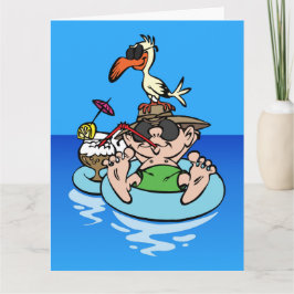 Tarjeta Disfrutar del retiro que toma el sol en la playa