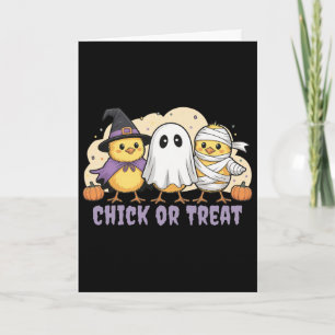 Tarjeta Disfrutar o Tratar Disfraz de Bruja de Pollo de Ha