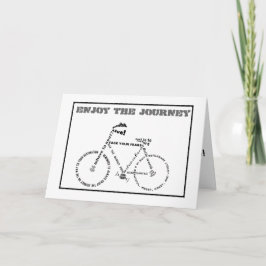 Tarjeta Disfrute del viaje, de la bicicleta de las palabra