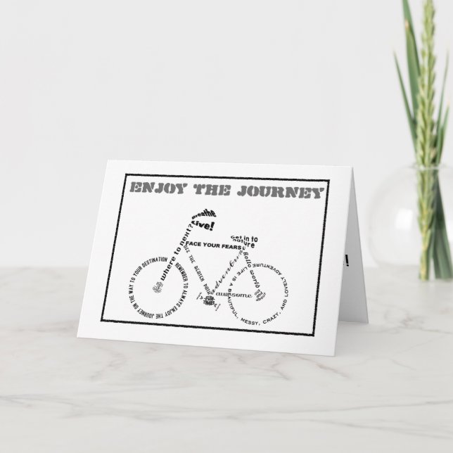 Tarjeta Disfrute del viaje, de la bicicleta de las palabra (Anverso)