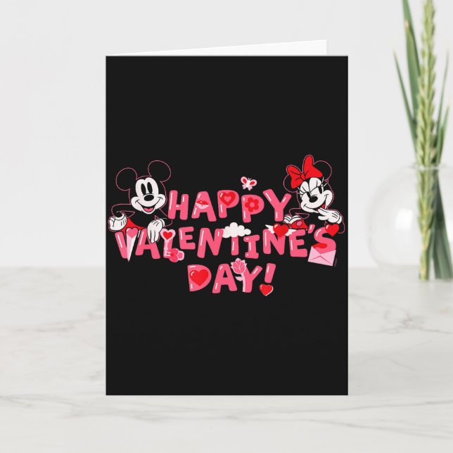 Tarjeta Disney Mickey Mouse y Minnie Mouse Feliz Valenti (Anverso)
