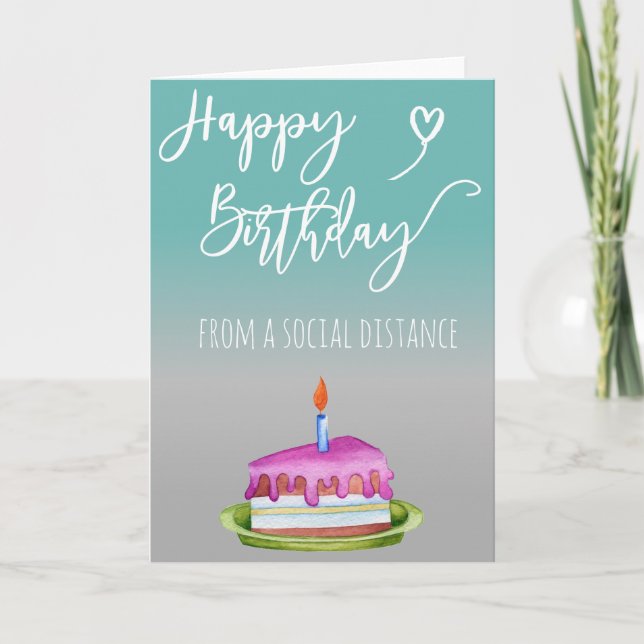 Tarjeta Distancia social Feliz cumpleaños Covid-19 (Anverso)